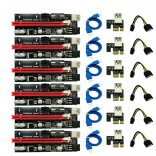 6 stuk Ultrastabiel Ver009S Usb 3.0 Pci-E PCIe Riser Ver 009S Express 1X 4X 8X 16X Extender Riser Card Adapter sata 15Pin Naar 6 Pin Power Kabel ETH Mining