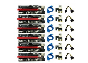 6 stuk Ultrastabiel Ver009S Usb 3.0 Pci-E PCIe Riser Ver 009S Express 1X 4X 8X 16X Extender Riser Card Adapter sata 15Pin Naar 6 Pin Power Kabel ETH Mining