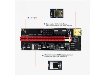 Ultrastabiel Ver009S Usb 3.0 Pci-E PCIe Riser Ver 009S Express 1X 4X 8X 16X Extender Riser Card Adapter sata 15Pin Naar 6 Pin Power Kabel ETH Mining