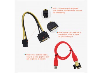 6 stuk Ultrastabiel Ver009S Usb 3.0 Pci-E PCIe Riser Ver 009S Express 1X 4X 8X 16X Extender Riser Card Adapter sata 15Pin Naar 6 Pin Power Kabel ETH Mining