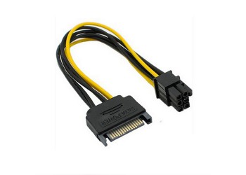 15-Pin Male SATA to 6-Pin Pcie video card Power kabel