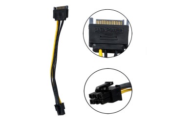 15-Pin Male SATA to 6-Pin Pcie video card Power kabel