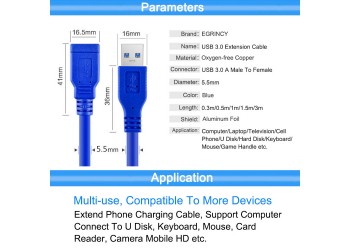 USB 3.0 Verlengkabel USB 1M Kabel Man-vrouw Data Sync Kabel