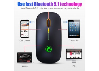 LED Backlit Oplaadbare Bluetooth 5.1 & 2.4G Dual model Draadloze Stille Muis USB Licht Muis 