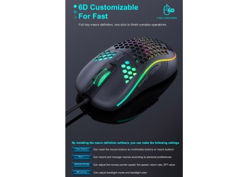 Programmeerbare muis 7200 Dpi Rgb Usb Bedrade Gaming Lichtgewicht Honingraat Shell Muis