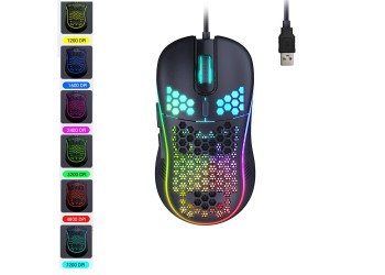 Programmeerbare muis 7200 Dpi Rgb Usb Bedrade Gaming Lichtgewicht Honingraat Shell Muis