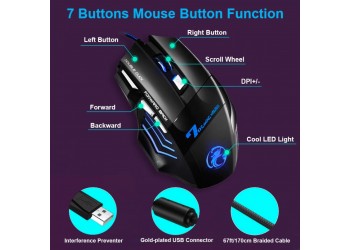 Bedrade Gaming Muis USB Computer RGB 7 Button 5500DPI LED Muizen Laptop PC Computer