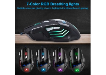 Bedrade Gaming Muis USB Computer RGB 7 Button 5500DPI LED Muizen Laptop PC Computer