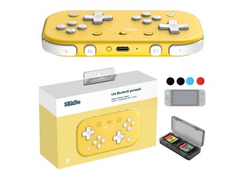 8Bitdo Geel Lite Draadloze Bluetooth Game Controller + JoyCon caps + kaarthouder