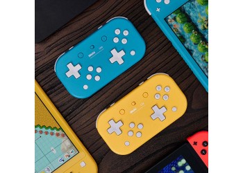 8Bitdo Geel Lite Draadloze Bluetooth Game Controller + JoyCon caps + kaarthouder