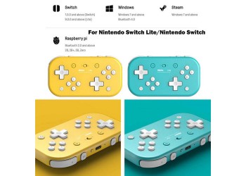 8Bitdo Turquoise Lite Draadloze Bluetooth Game Controller + JoyCon caps + kaarthouder