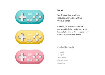 8Bitdo Zero 2 Mini Draadloze Bluetooth Game Controller Switch Windows Android