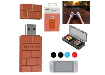 8Bitdo USB Draadloze Bluetooth Adapter Switch PS4 Xbox + JoyCon caps + kaarthouder