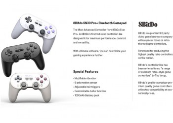 8Bitdo SN30 Pro Plus Draadloze Bluetooth Game Controller + JoyCon caps + kaarthouder