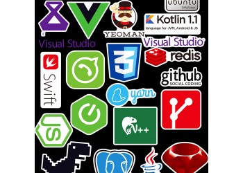 108 coole laptop stickers ICT developer computer programmer Java C++ Php Docker