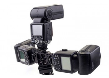 Drie Triple Hot Shoe Mount Adapter Flash Light Stand Houder