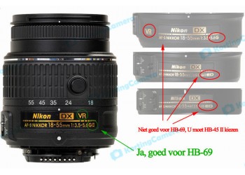 Zonnekap HB-69 voor Nikon lens AF-S DX 18-55 VR II 