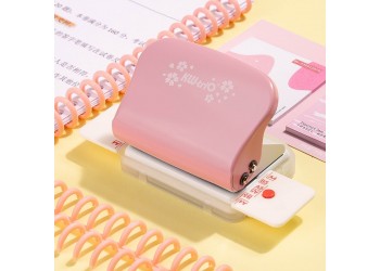 Roze Papier Punch Handheld Metalen Perforator A4 A5 B5 notebook Plakboek Diary Binding met 6x Losbladige ring