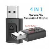 Bluetooth 5.0 Audio-ontvanger Zender 4 IN 1 Mini 3.5mm Jack AUX USB Adapter