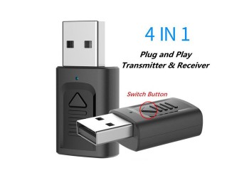 Bluetooth 5.0 Audio-ontvanger Zender 4 IN 1 Mini 3.5mm Jack AUX USB Adapter