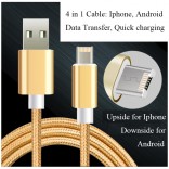 4 in 1 iPhone Android Luxe Snelle Opladen Data Sync kabel