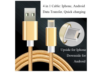 4 in 1 iPhone Android Luxe Snelle Opladen Data Sync kabel