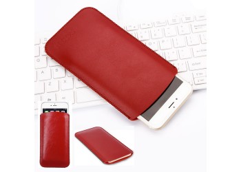 iphone 7 6s voor Samsung Huawei Luxe leather Hoesje case Rood