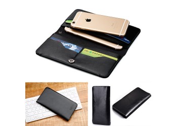 iphone x 8 7 voor Samsung Huawei Luxe leather wallet Hoesje zwart