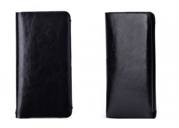 iphone x 8 7 voor Samsung Huawei Luxe leather wallet Hoesje zwart