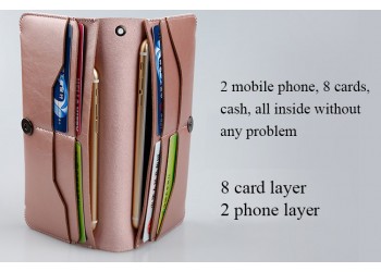 iphone x 8 7 voor Samsung Huawei Luxe leather wallet Hoesje bruin