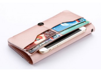 iphone x 8 7 voor Samsung Luxe leather wallet Hoesje rosegoud