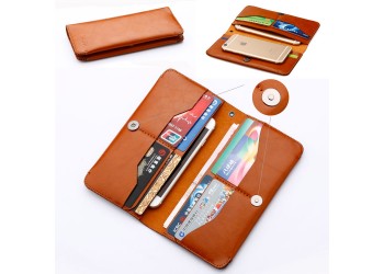 iphone x 8 7 voor Samsung Huawei Luxe leather wallet Hoesje bruin