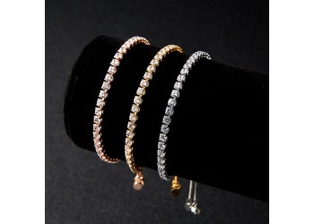 Trendy 3mm ingelegde zirkoon armband verstelbare damesarmband Zilver