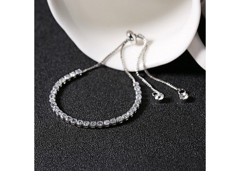 Trendy 3mm ingelegde zirkoon armband verstelbare damesarmband Zilver
