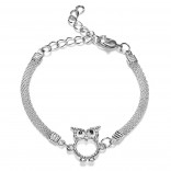 Verzilverde armband creatief diamant eenvoudige armband uil