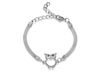 Verzilverde armband creatief diamant eenvoudige armband uil