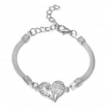 Verzilverde armband creatief diamant eenvoudige armband hart