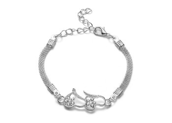 Verzilverde armband creatief diamant eenvoudige armband dubbel hart