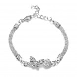 Verzilverde armband creatief diamant eenvoudige armband vlinder hart