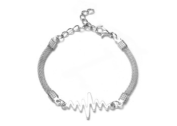 Verzilverde armband creatief diamant eenvoudige armband hartslag