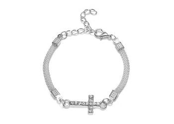 Verzilverde armband creatief diamant eenvoudige armband kruis