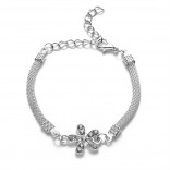 Verzilverde armband creatief diamant eenvoudige armband bloem
