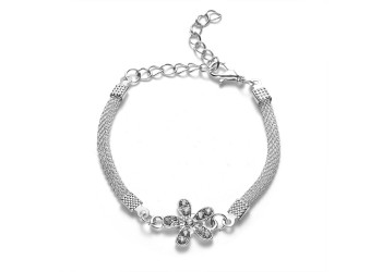 Verzilverde armband creatief diamant eenvoudige armband bloem