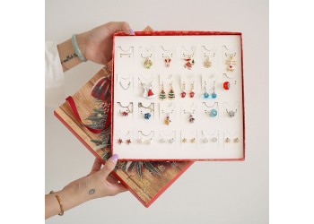 24 in 1 kerst geschenkdoos ketting Oorhaak Oorbellen creatief eenvoudige