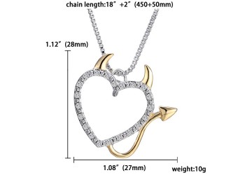 Creatieve hart ketting demon afbeelding legering diamanten ketting sleutelbeen