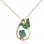 Vlinder schilderij olie ketting mode prachtige druppelvormige kleurrijke sleutelbeen ketting sieraden groen