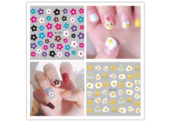 3D Nagel Sticker Coole stickers voor nagel folie Fashion Manicure Stickers Nagels CA-145 beertje bloemenrand