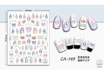 3D Nagel Sticker Coole stickers voor nagel folie Fashion Manicure Stickers Nagels CA-149 Maagd Maria