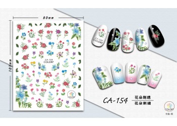 3D Nagel Sticker Coole stickers voor nagel folie Fashion Manicure Stickers Nagels CA-154 Borduurwerk Bloemen