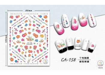 3D Nagel Sticker Coole stickers voor nagel folie Fashion Manicure Stickers Nagels CA-158 Borduurwerk